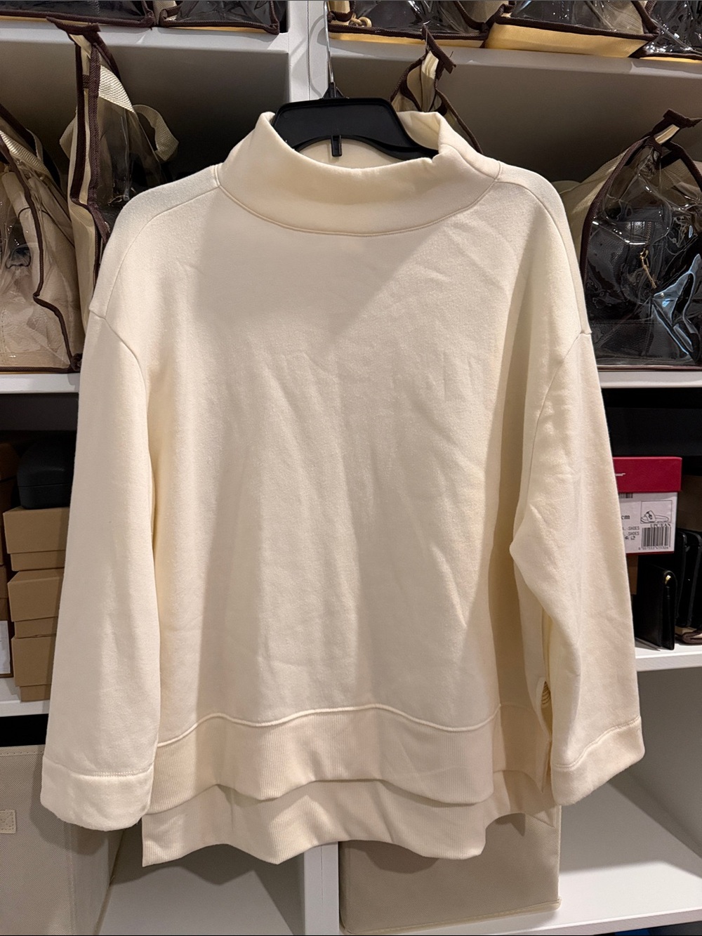Anthropologie Cream Mock Neck Pullover